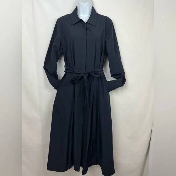 DEREK LAM 10 CROSBY stunning Annette Pleated Shirtdress - Navy 69% off retail - Picture 6 of 13